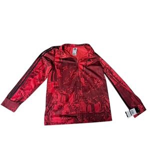 Adidas Track Jacket Boys Large 14/16 Red‎ Camo Full Zip Regular Fit Soccer
